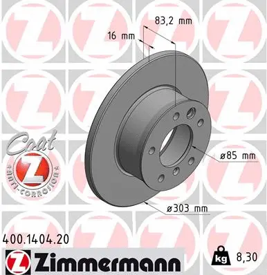 Disque de frein ZIMMERMANN 400.1404.20
