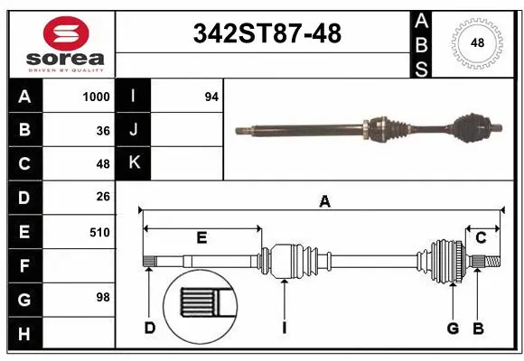 Arbre de transmission STARTCAR 342ST87-48