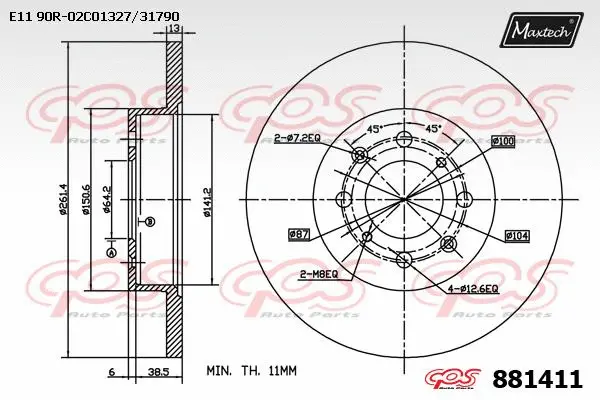 Disque de frein MAXTECH 881411