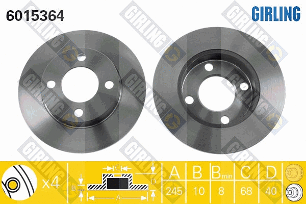Disque de frein GIRLING 6015364