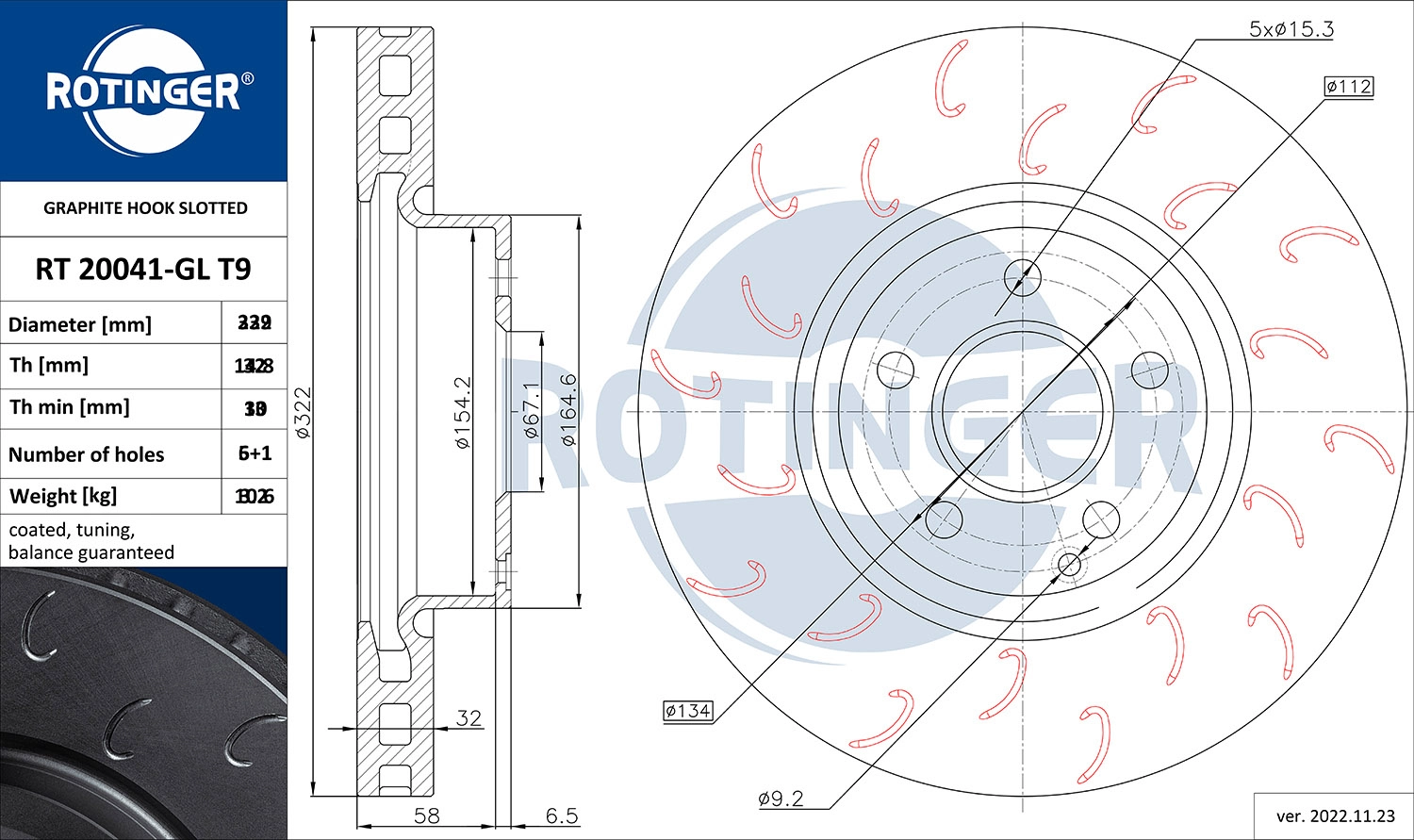 Disque de frein ROTINGER RT 20720-GL T9