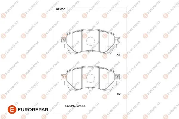 Kit de plaquettes de frein, frein à disque EUROREPAR 1681227180