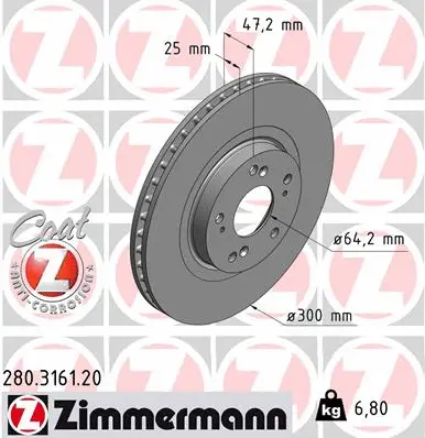 Disque de frein ZIMMERMANN 280.3161.20
