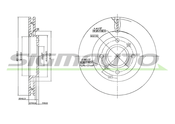 Disque de frein SIGMAUTO DBB140V