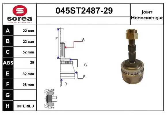 Jeu de joints, arbre de transmission STARTCAR 045ST2487-29