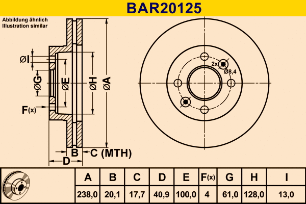 Disque de frein BARUM BAR20125