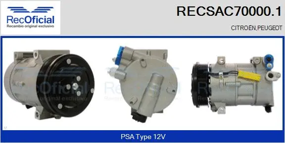Compresseur, climatisation RECOFICIAL RECSAC70000.1