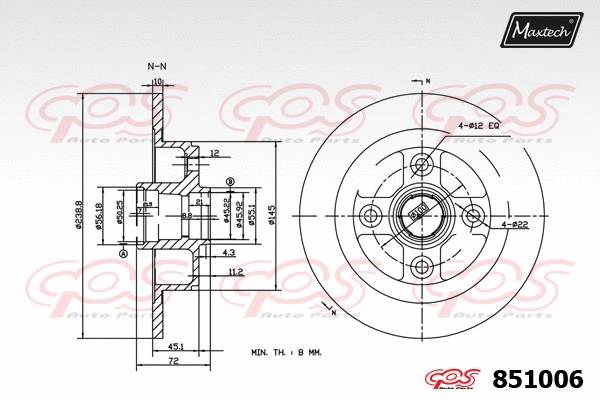 Disque de frein MAXTECH 851006