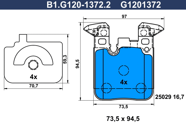 Kit de plaquettes de frein, frein à disque GALFER B1.G120-1372.2