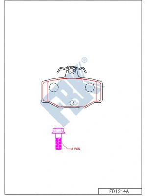 Kit de plaquettes de frein, frein à disque FBK FD1214A