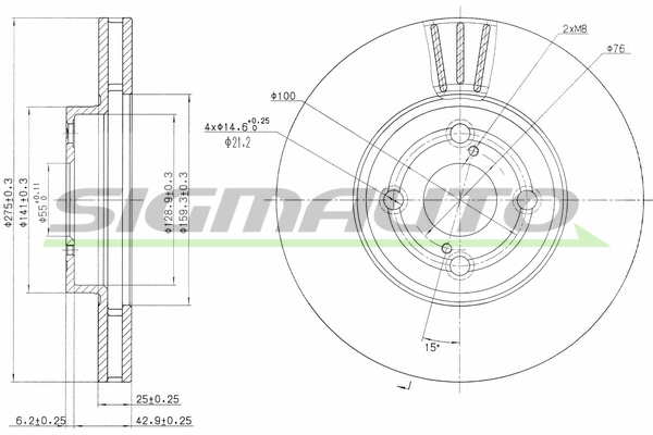Disque de frein SIGMAUTO DBB461V