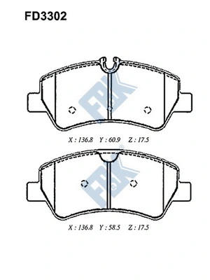 Kit de plaquettes de frein, frein à disque FBK FD3302