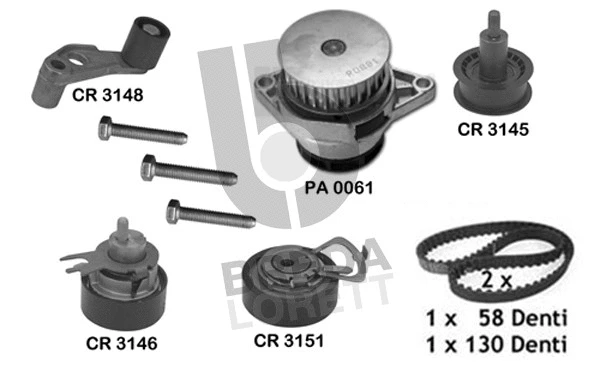 Pompe à eau + kit de courroie crantée BREDA LORETT KPA0289B