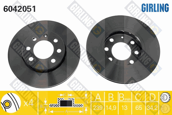 Disque de frein GIRLING 6042051
