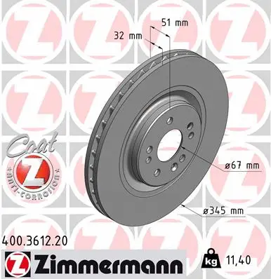 Disque de frein ZIMMERMANN 400.3612.20