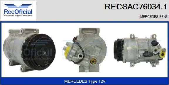 Compresseur, climatisation RECOFICIAL RECSAC76034.1