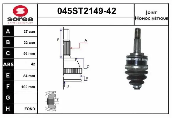 Jeu de joints, arbre de transmission STARTCAR 045ST2149-42