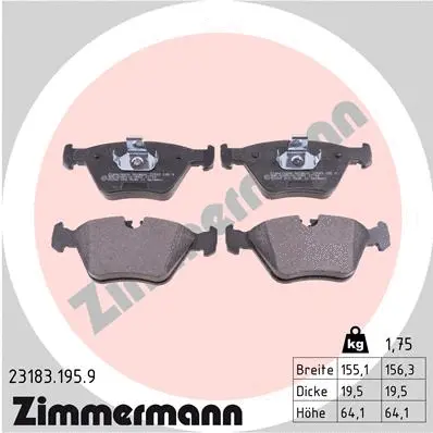 Kit de plaquettes de frein, frein à disque ZIMMERMANN 23183.195.9