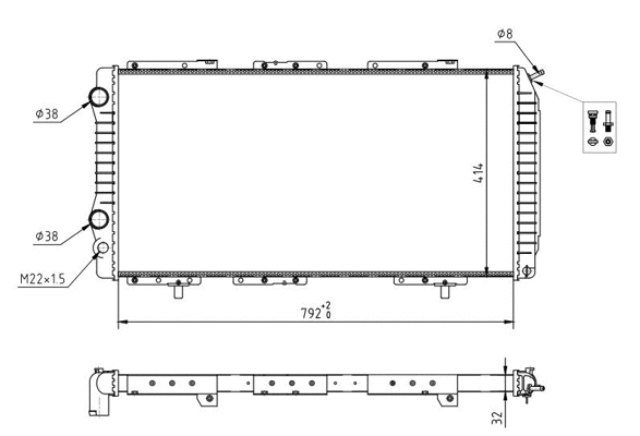Radiateur, refroidissement du moteur HART 637 142
