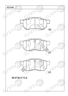 Kit de plaquettes de frein, frein à disque ASIMCO KD1048