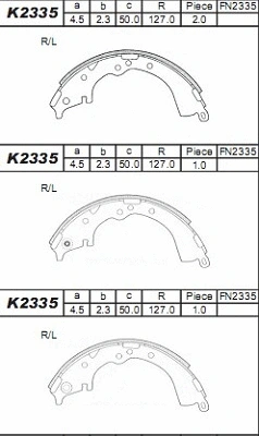 Jeu de mâchoires de frein ASIMCO K2335