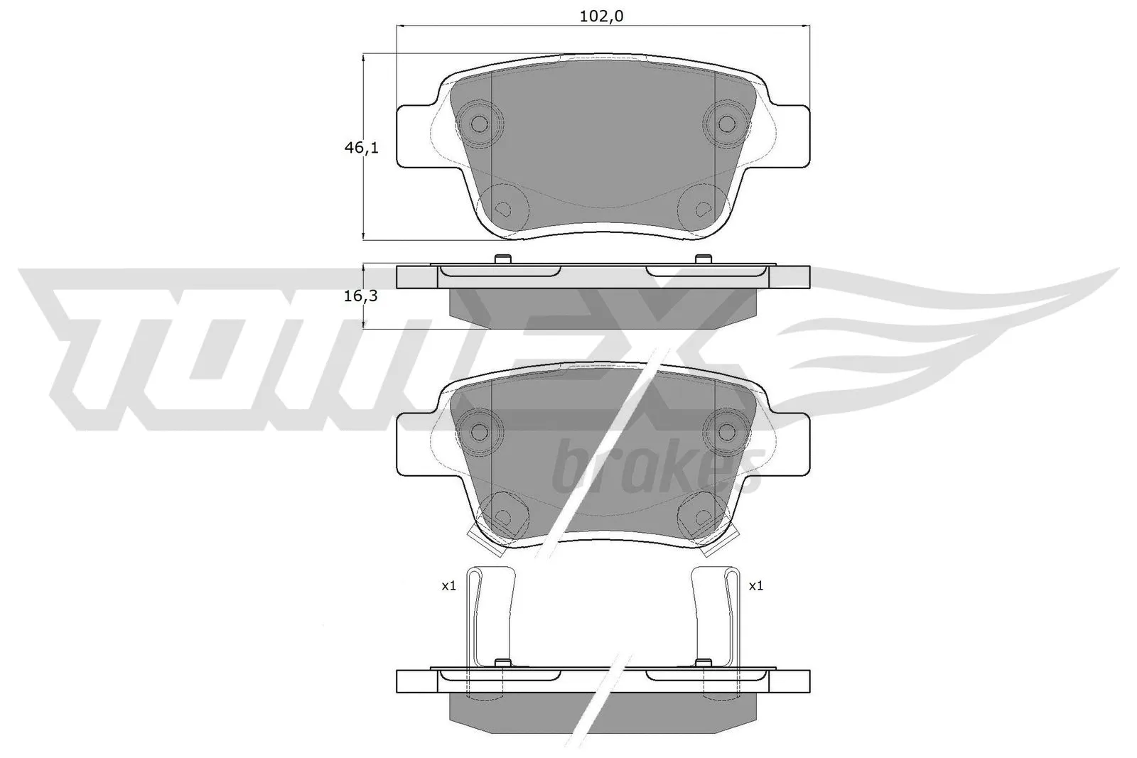 Kit de plaquettes de frein, frein à disque TOMEX Brakes TX 13-62
