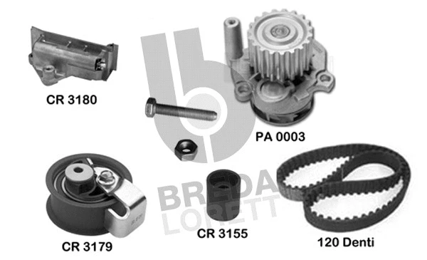 Pompe à eau + kit de courroie crantée BREDA LORETT KPA0583A