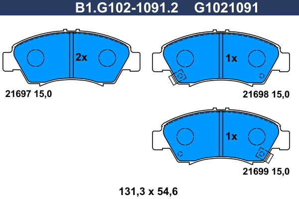 Kit de plaquettes de frein, frein à disque GALFER B1.G102-1091.2