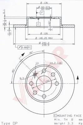 Disque de frein VILLAR 628.1044