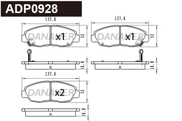 Kit de plaquettes de frein, frein à disque DANAHER ADP0928
