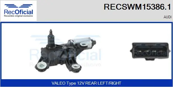 Moteur d'essuie-glace RECOFICIAL RECSWM15386.1