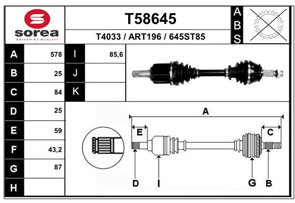 Arbre de transmission EAI T58645