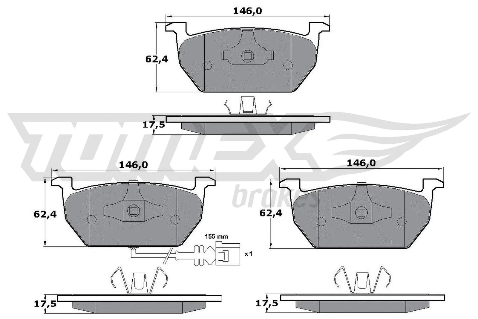 Kit de plaquettes de frein, frein à disque TOMEX Brakes TX 17-03