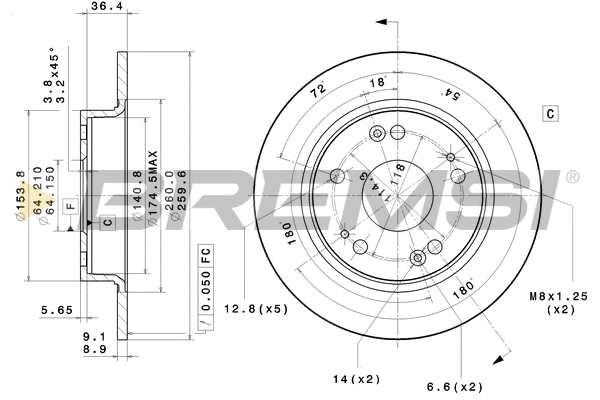 Disque de frein BREMSI CD7558S