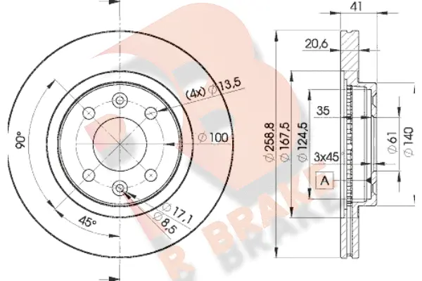 Disque de frein R BRAKE 78RBD23550