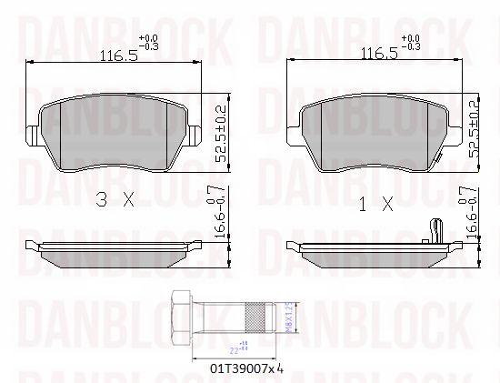 Kit de plaquettes de frein, frein à disque DANBLOCK DB 510503