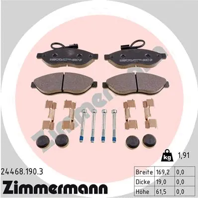 Kit de plaquettes de frein, frein à disque ZIMMERMANN 24468.190.3