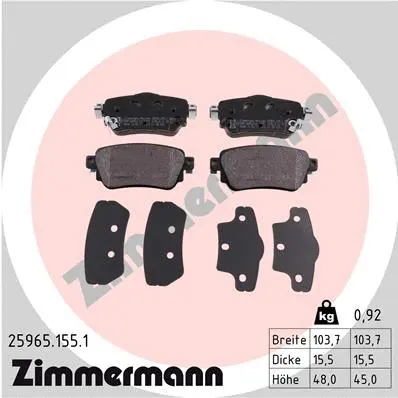Kit de plaquettes de frein, frein à disque ZIMMERMANN 25965.155.1