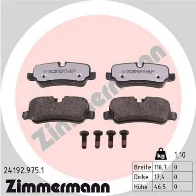 Kit de plaquettes de frein, frein à disque ZIMMERMANN 24192.975.1