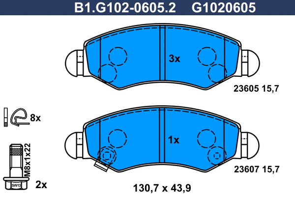 Kit de plaquettes de frein, frein à disque GALFER B1.G102-0605.2