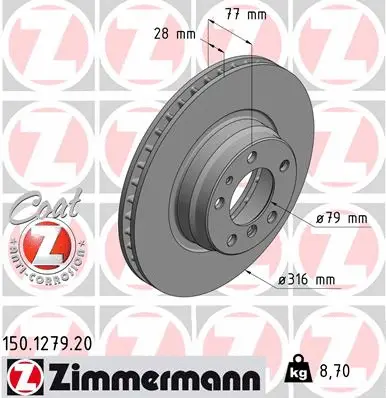 Disque de frein ZIMMERMANN 150.1279.20