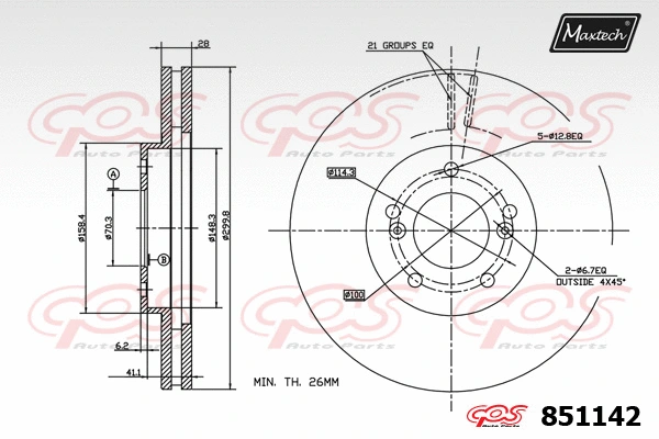 Disque de frein MAXTECH 851142
