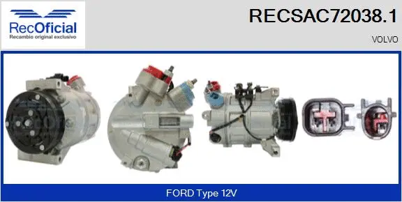 Compresseur, climatisation RECOFICIAL RECSAC72038.1