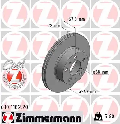 Disque de frein ZIMMERMANN 610.1182.20