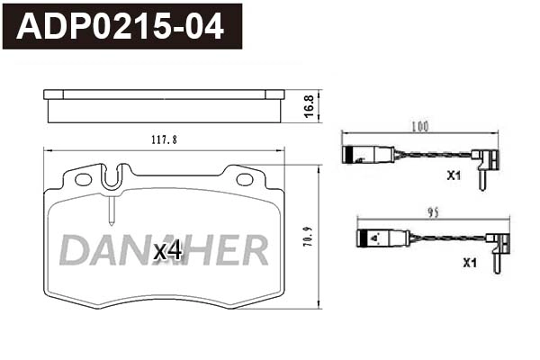 Kit de plaquettes de frein, frein à disque DANAHER ADP0215-04