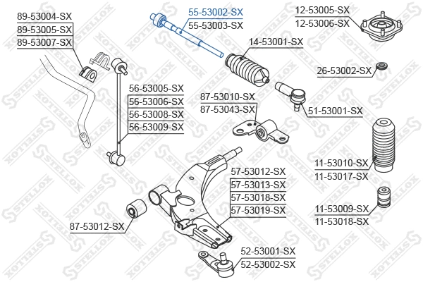 Rotule de direction intérieure, barre de connexion STELLOX 55-53002-SX