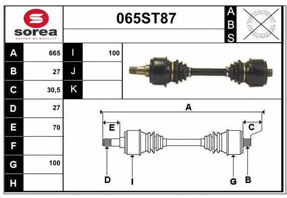 Arbre de transmission STARTCAR 065ST87