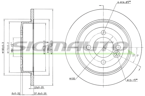 Disque de frein SIGMAUTO DBB128S