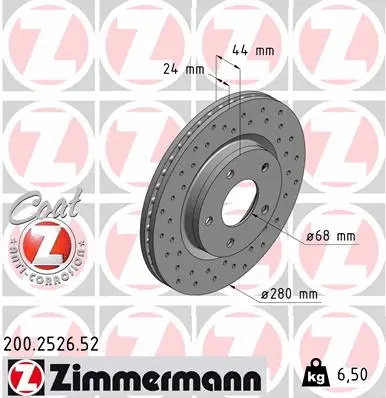 Disque de frein ZIMMERMANN 200.2526.52
