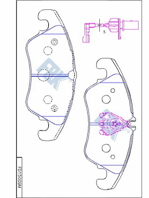 Kit de plaquettes de frein, frein à disque FBK FD15009M